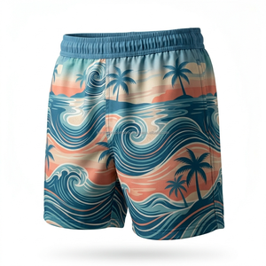 กางเกงว่ายน้ำแบบแห้งเร็ว ยืดได้ 4 ทิศทาง พร้อมเชือกผูกเอว สำหรับทุกเพศ ผลิตด้วยเทคนิคการพิมพ์แบบซับลิเมชั่นเต็มตัว เหมาะสำหรับใส่เที่ยวพักผ่อนในช่วงฤดูร้อน รับผลิตแบบ OEM ODM และรับทำแบรนด์ส่วนตัว - Product Image 6