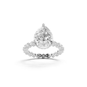 AMBER JEWELS Women 14KT Gold IGI Certified Lab Grown Pear Shape Diamond Halo Engagement <b>Ring</b> Alternating Marquise Cut Side - Product Image 5