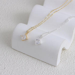 High-End Creative Design Female Necklace with Square Zircon Cross-Border European American Collarbone Chain <b>Fashion</b> <b>Body</b> <b>Jewelry</b> - Product Image 4