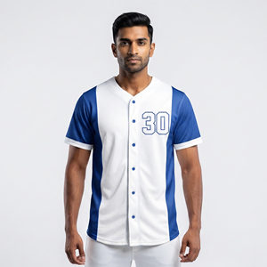 Camiseta de Béisbol Personalizada para Hombre, con Botones, al por Mayor, Camisetas de Béisbol de Alta Calidad para Hombre, Cuello en V - Product Image 1