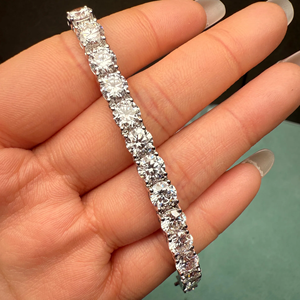 Pulsera de Diamantes en Plata 925, Corte Brillante Redondo, Diamantes Cultivados en Laboratorio, Color D, Certificado IGI, Joyería Clásica de Boda para Mujer - Product Image 1