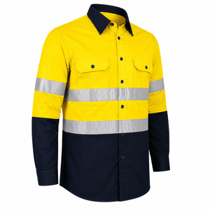 Chemise de travail pour homme de haute qualité, bandes réfléchissantes haute visibilité, boutons sur le devant, poches utilitaires, vêtements de travail réfléchissants personnalisés - Product Image 3
