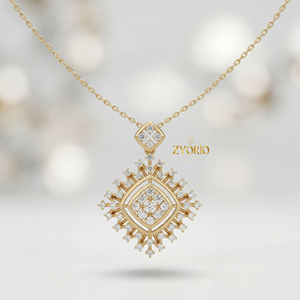 Pendentif en diamant de culture avec chaîne à maillons plaqué or, design moderne et durable pour un luxe élégant - Product Image 1