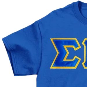 เสื้อยืดปักลาย Sigma Gamma Rho แบบเย็บสองชั้น แขนสั้น คอกลม ปักอักษรกรีก สีน้ำเงินรอยัล สำหรับผู้หญิง - Product Image 5