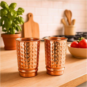 Elegant Durable Classic Hammered Large Capacity Portable Pure Copper Tumblers Set Handle Premium Quality Eco-Friendly <b>Drinkware</b> - Product Image 3