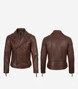 Veste bomber en cuir de vachette de haute qualité sur mesure en gros, marron vintage, coupe slim, pour homme, veste en cuir d'hiver pour homme - Product Image 3