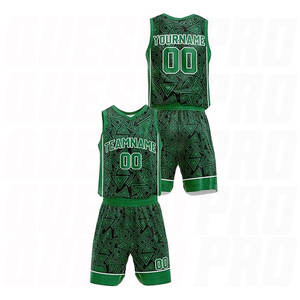 ชุดบาสเก็ตบอลแบบแห้งเร็วพร้อมโลโก้สีเขียวรูปสามเหลี่ยมแบบกำหนดเอง เสื้อยืดและกางเกงขาสั้นชุดกีฬาระบายอากาศได้ดี ทนทานต่อการสึกหรอ - Product Image 3