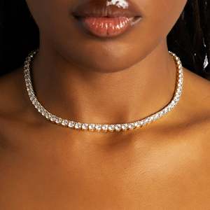 Luxury Diamond Necklace 18K <b>Gold</b> Filled Round Brilliant Cut Channel Setting Unisex Everyday Wear <b>Snake</b> <b>Chain</b> Style - Product Image 4