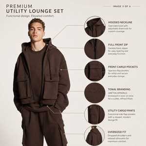 Ensemble de survêtement personnalisé épais et oversize à coupe droite avec fermeture éclair et capuche, fournisseur OEM, ensemble sweat à capuche et pantalon de jogging en polyester avec logo personnalisé - Product Image 5