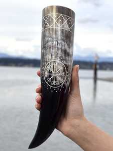 Authentic Viking Horn Drinking Mug Handmade Natural Polished Finish Eco Friendly Durable Medieval Themed Barware Gift - Product Image 4