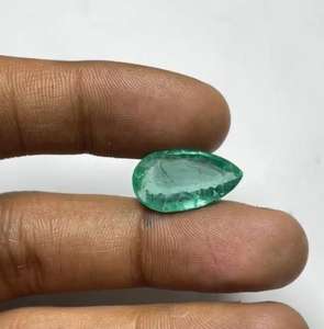 Esmeralda Natural de Zambia en Forma de Pera, Gema Suelta Verde para Joyería - Product Image 2