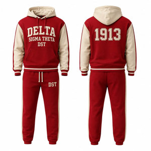 Ensemble survêtement Delta Sigma Theta (DST) : Sweat-shirt et pantalon de jogging rouge cramoisi avec lettres grecques - Product Image 4