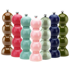 ชุดเครื่องบดเกลือและพริกไทยแบบหมุนทำจากไม้หลากสีสัน ปรับระดับได้ด้วยมือ เคลือบเงา สำหรับใช้ในครัว - Product Image 1