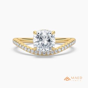 แหวนหมั้นเพชรโมอิสซาไนต์ทรงบริลเลียนต์ทองคำขาว 14K พร้อมวงแหวนแต่งงานแบบโค้งประดับเพชรหรูหราสำหรับเจ้าสาว งานฝังแบบ Prong Setting จากกูร์การัต - Product Image 1