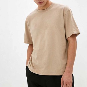 Camiseta Blanca para Hombre al por Mayor, Personalizable, Minimalista, Cuello Redondo, Color Beige, Algodón Suave, Ropa de Verano, Estilo Casual Urbano - Product Image 1