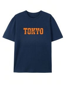 Camiseta de Algodón Estampada Azul Marino para Hombre, Fabricada en Sialkot, Manga Corta, Cuello Redondo, Corte Regular, Estilo Urbano, Prenda Auténtica - Product Image 1