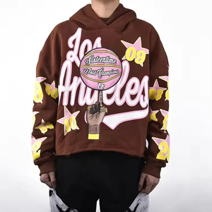 โรงงาน OEM ผลิตเสื้อผ้าสตรีทแวร์โดยตรง ป้ายและฉลากสั่งทำ ผ้าฝ้ายฟลีซหนา GSM ปักลายที่กระเป๋า เสื้อพูลโอเวอร์ สั่งผลิตขั้นต่ำน้อย พิมพ์ลายกราฟิก ไม่มี - Product Image 1