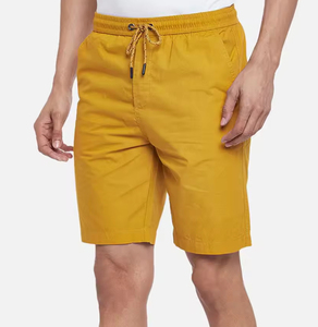 Shorts Bermuda Homme Jaune Uni à Cordon de Serrage Séchage Rapide Style Décontracté Taille Mi-Haute en Tissu Polyester Tissé - Product Image 1