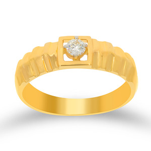 Anillo Solitario Clásico para Hombre, Chapado en Oro Amarillo de 18K, con Circonita Cúbica de Corte Brillante Redondo, Anillo de Boda de Diseño - Product Image 1