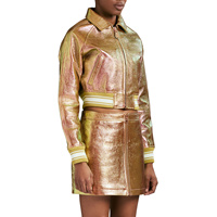Veste d'hiver réversible matelassée en cuir de vachette de haute qualité, avec fermeture éclair, imperméable et respirante, taille plus, design personnalisé et pailleté