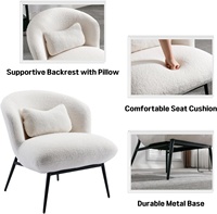 Chausson Simple Moderne Chaise Longue Sherpa Rembourrage Boucle pour Salon Chambre Bureau Oreiller Lombaire Métal