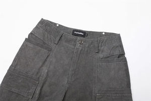 Pantalon cargo pour homme à taille basse et jambes larges, en laine, avec plusieurs poches, style hip-hop, imperméable et coupe-vent, fermeture à cordon - Product Image 3