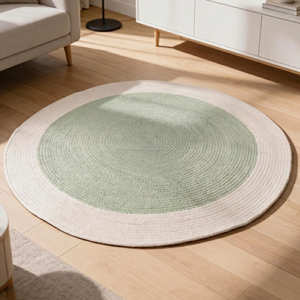 Tapis rond en corde de coton design avec motif de pétales floraux pour chambre d'enfant et décoration bohème - Product Image 5