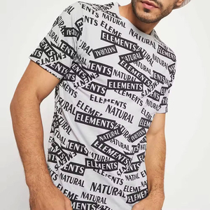 T-shirt à manches courtes pour homme, col rond, coupe classique, en jersey de coton, imprimé avec des éléments naturels personnalisés, motif de lettres blanches - Product Image 6