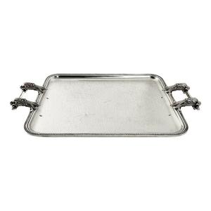 Ensemble de 4 plateaux de service en aluminium coulé, finition argentée, forme rectangulaire, pour la maison et les hôtels, plateaux de service pour aliments et boissons sur table - Product Image 3