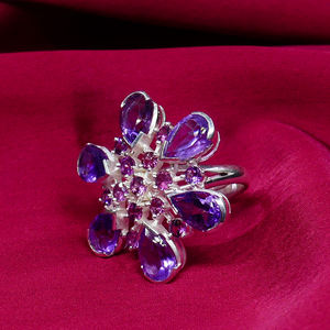 Wedding Wear 925 Sterling <b>Silver</b> Amethyst <b>Garnet</b> Gemstone <b>Silver</b> Plated Jewelry Women Wear Fashionable Classic <b>Ring</b> - Product Image 5