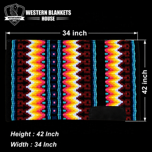 แผ่นรองอานม้าสไตล์คลาสสิก Western Blankets House ขนาด 42x34 นิ้ว ทำจากผ้าขนสัตว์และผ้าฝ้าย ด้านนอกบุด้วยขนแกะ ด้านในบุด้วยโพลีเอสเตอร์ ช่วยดูดซับแรงกระแทก - Product Image 3