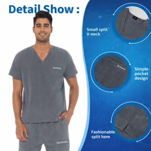 Men’s Athletic <b>Scrub</b> Set V-Neck <b>Top</b> & Jogger Pants – Stretch Medical Nursing Uniform with 8 Pockets - Product Image 5