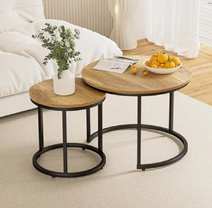 Table basse ronde en rotin avec pieds fins en métal noir pour une ambiance aérienne, disponible à prix de gros. - Product Image 5