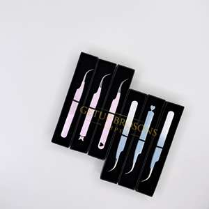 Pinzas para Pestañas GETUP BROSONS IMPEX con Recubrimiento de Polvo Azul Claro y Rosa, Diseños con Corte de Diamante, Acero Inoxidable Antimagnético - Product Image 6
