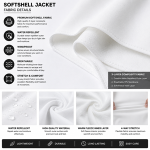 Custom <b>Men</b> <b>White</b> Softshell <b>Jacket</b> Waterproof Windproof Outdoor Work <b>Jacket</b> OEM ODM Corporate Uniform Fleece <b>Jacket</b> Manufacturer - Product Image 5