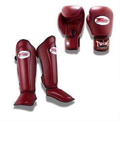 Ensemble de gants et protège-tibias de Muay Thai en cuir bleu avec fermeture auto-agrippante pour adultes, idéal pour l'entraînement et le sparring en arts martiaux - Product Image 2