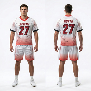 Conjunto de Uniforme de Lacrosse Sublimado, Pantalones Cortos con Gráficos de Alas Verdes y Blancas, Transpirables, que Absorben la Humedad, Ropa Técnica para Equipos - Product Image 4