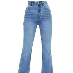 Premium 100% coton évasé Denim pantalon haute qualité respirant femmes pantalon personnaliser élégant lavé pantalon - Product Image 1