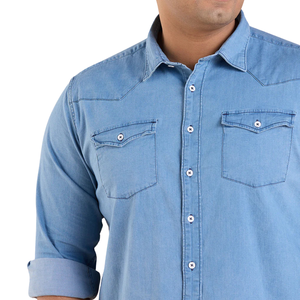 เสื้อเชิ้ตยีนส์ผู้ชายไซส์ใหญ่ ขายส่ง ผ้าใส่สบาย ปรับแต่งได้ มีตัวอย่างฟรี คุณภาพดีที่สุด - Product Image 4