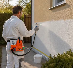 Pistolet de peinture professionnel sans air, gobelet 1L, tuyau 3m, alimenté par batterie, à fixation lombaire pour la peinture murale - Product Image 1