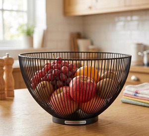 Modern Black Wire Fruits <b>Basket</b> Multi Use Storage Organizer For Kitchen Dining <b>Table</b> Home Decor Fruit And Vegetable Holder - Product Image 1