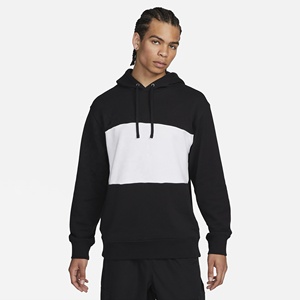 Sweat-shirt polaire tendance pour homme, coupe droite, avec empiècements contrastants noir et blanc, style streetwear personnalisé, vente en gros - Product Image 1