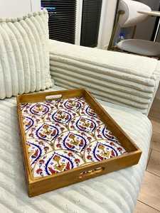 Bandeja de Servir de Madera Ecológica Artis Raw con Acabado de Cerámica y Asas, Bandeja de Servir Esmaltada de Grado Doméstico UO - Product Image 2