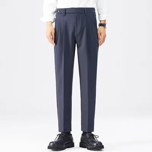Pantalones de Traje Casuales Transpirables de Estilo Italiano para Hombre, Talla Grande, Cintura Elástica, Corte Recortado, Primavera-Otoño - Product Image 6