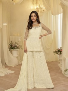 Georgette Free Size Stitched <b>Suit</b> with <b>Chikankari</b> Embroidery Work - Product Image 2
