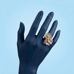 New Arrival Trendy Rose Gold Plated Pearl Diamond <b>Ring</b> Large Floral <b>Statement</b> <b>Rings</b> for Ladies | Boutique Quality Exquisite - Product Image 2