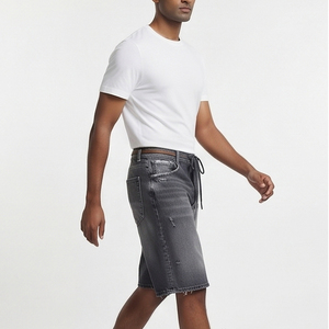 <b>Men's</b> Distressed <b>Jeans</b> Wash Denim Shorts Streetwear Acid Rain Denim Shorts <b>Men</b> High <b>Drawstring</b> Waist <b>Jeans</b> Shorts <b>Mens</b> - Product Image 4