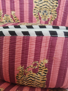 Tiger Red Stipel Block Printed Durable Cotton Zipper <b>Makeup</b> <b>Case</b> Indian Pouches Travel Cosmetic Practical - Product Image 3