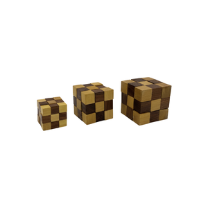 Premium Indian Rosewood Cube Puzzle Set of 3 | Handmade Wooden Brain Teaser IQ Blocks | Tabletop <b>Desk</b> Decor | Educational Gift - Product Image 1