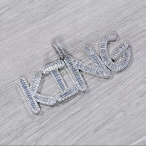Colgante Hip Hop King Iced con Moissanita de Corte Baguette, Hecho a Mano, Chapado en Rodio, Plata de Ley, Joyería Brillante para Ideas de Regalo - Product Image 3